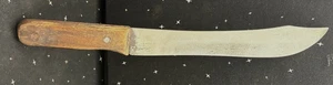 Cuchillo de carnicero vintage mango de madera hoja de acero al carbono 15" espiga completa - Imagen 1 de 6