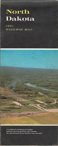 Mapa oficial de carreteras estatales de North Dakota 1961 + ferrocarriles y rutas aéreas - Imagen 1 de 4