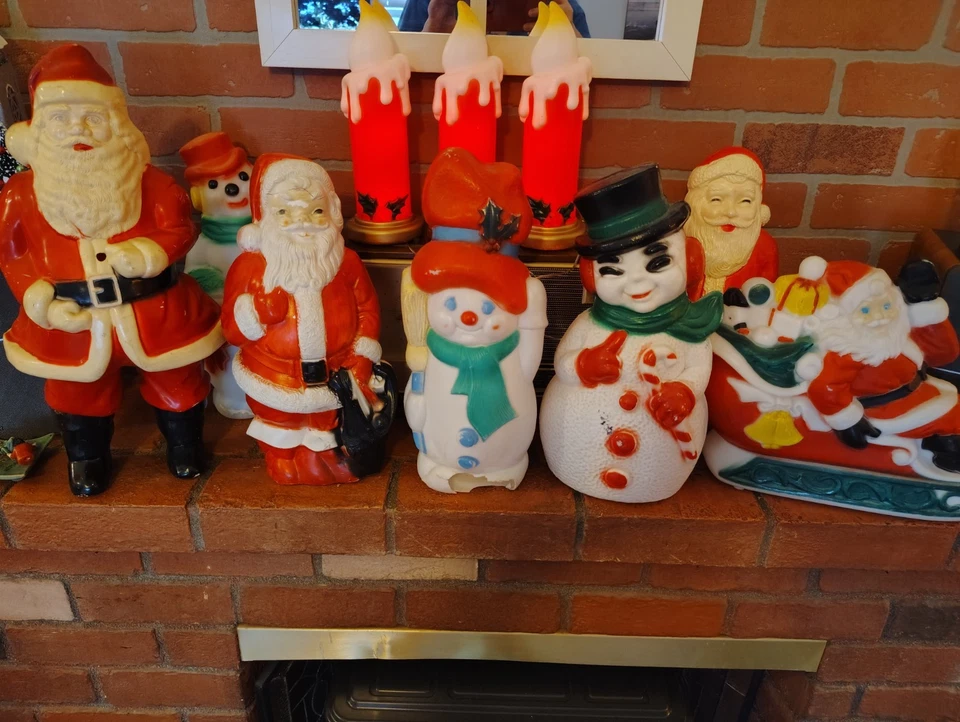 Lot Of 8 Vintage MCM Christmas Holiday Tabletop Blow Molds - 50s, 60s, 70s, 80s - Image 1 of 4