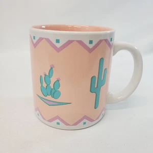 VTG KIC Saguaro Cactus Pastel Coffee Mug Southwestern 80s Peach - Picture 1 of 6