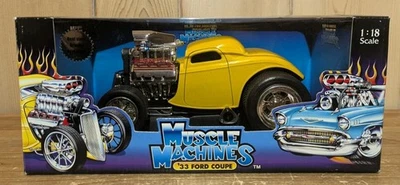 Muscle Machines '33 Ford Coupe Diecast 1:18 Yellow New In Box - Image 1 of 4