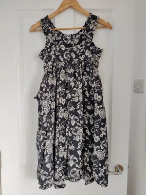 Vintage Arthur Et Felicie Dress Girls Summer Black Floral Age 10-12 - Image 1 of 4