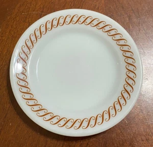 Vintage Pyrex Tableware by Corning 5.5" White & Brown Small Plate 713-35 USA - Picture 1 of 4