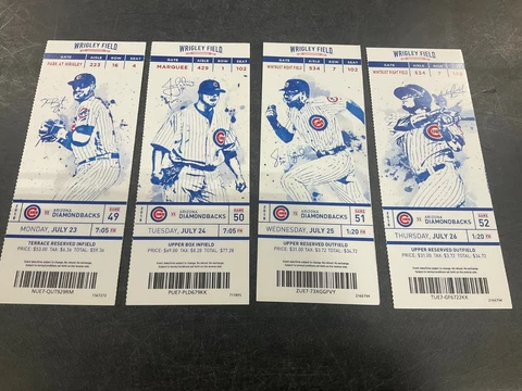 CHICAGO CUBS 2018 TICKET STUB 7/23/18-7/24/18-7/25/18-7/26/18 VS DIAMONDBACKS Cover