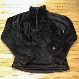 North Face 1/4 Zip Long Sleeve Buttery Soft Black Fleece Jacket Kangaroo Pouch M - Picture 1 of 19