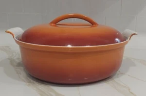 RARE! Huge DRU Holland ORANGE FLAME Enameled Cast Iron Dutch Oven Roaster, 8 Qrt - Picture 1 of 12