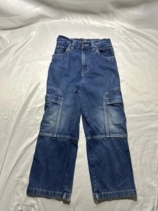 Vintage Y2K Fubu Skater 90s Baggy Wide Carpenter Cargo Jeans Black Boys 10 24x23 - Picture 1 of 9