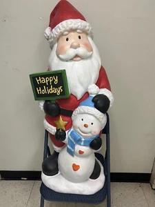 36” CERAMIC HAPPY HOLIDAYS SANTA CLAUS STATUE HOME YARD CHRISTMAS DECOR - Picture 1 of 6