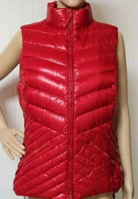 NWT Talbots DOWN PUFFER Vest Shiny Red  Full ZIP Womens M - Image 1 of 4