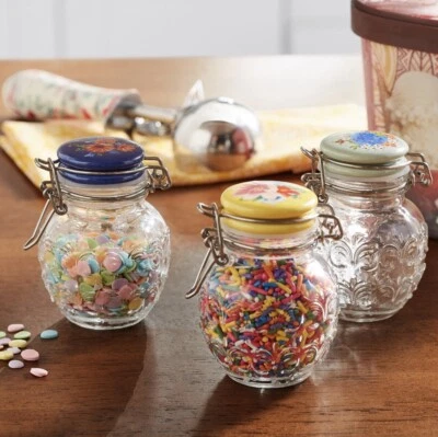 THE PIONEER WOMAN Pioneer Woman 3 pack Floral Medley Mini Clamp Jar Set 3.5" stainless steel clip