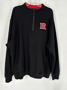 Rutgers University Men’s 1/4 Zip Pullover Sweatshirt Pockets Black Red Sz XXL 2X
