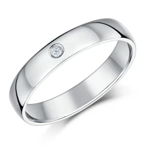 4mm Palladium Diamond Wedding Ring Heavy Weight Court Shaped Band UK Hallmarked - Picture 1 of 4