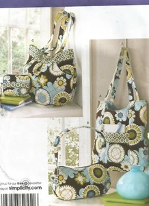 2551 Sewing Pattern Simplicity Tote Bag Purse Handbag - Picture 1 of 4