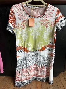 Neu mit Etikett ETRO kurzes Baumwollkleid schwarz orange weiß grün Größe 46 SIEHE BESCHREIBUNG - Bild 1 von 9