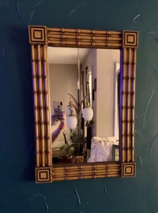 Mid Century Modern Vintage Faux Bamboo Rectangular Wall Mirror Unique Cincinnati - Picture 1 of 12