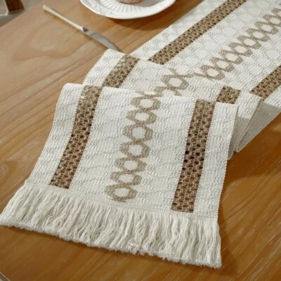 Schöner Tischläufer Boho Tischdecke mit Fransen 29 x 130 cm - Bild 1 von 4