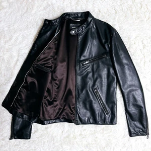 DOLCE&GABBANA Leather Jacket Biker Motorcycle Black Men's Size 52 Made in Italy - Picture 1 of 22