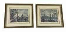 Maurice Legendre 2 Framed Lithographs London Parliament Big Ben Tower Bridge
