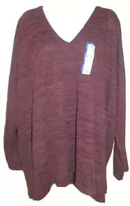 New Womens 4X 28W-30W Purple Thermal Rib Top Shirt V-Neck Terra & Sky Knit LS - Picture 1 of 2