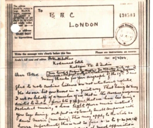 WW2 AIRGRAPH Signed *F.W.Winterbotham* PROJECT ULTRA India 1944 BBC Music! MA706 - Picture 1 of 4