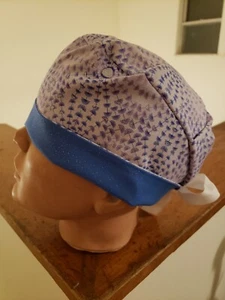 GLITTER STARBURST WITH BLUE GLITTER BAND pixie style surgical scrub hat - Picture 1 of 2