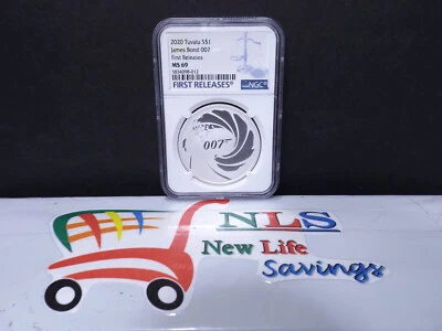 2020 James Bond 007 .9999 SILVER BULLION $1 1oz COIN NGC MS69 First Releases - Image 1 of 4