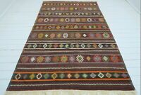 Vintage Turkish Antalya Kilim Rug Area Rug Kelim Block Floral Print Carpet Rug