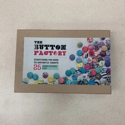 Craft Project Create 25 Fabric-Covered Pins The Button Factor NOS Sealed Box - Image 1 of 4
