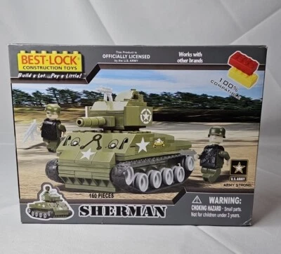 Best-Lock Construction Toys Sherman Tank, 160 Pieces, licensed by US Army, NEW - Image 1 of 4