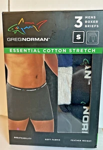 Greg Norman Mens Essential Cotton Stretch Boxer Briefs 3 Pack Size Small NIB - Picture 1 of 4