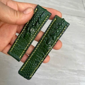 Genuine Leather Skin Watch Strap Band Green size 24 mm/22mm - Picture 1 of 14