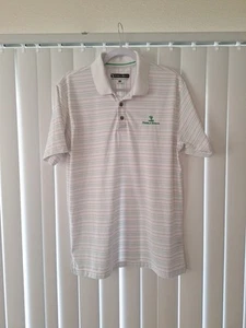 Mens Medium Pebble Beach Dry Luxe Performance Striped Polo Shirt Golf - Picture 1 of 4