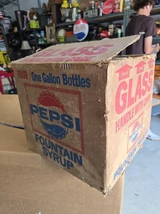 Case 4 PEPSI SODA FOUNTAIN SYRUP JUG PAPER LABEL W/CAP &box - Picture 1 of 14