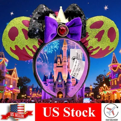 Disney-Park's Poison Apple Ears Snow White Evil Queen Mouse Bow Headband Ears - Image 1 of 4