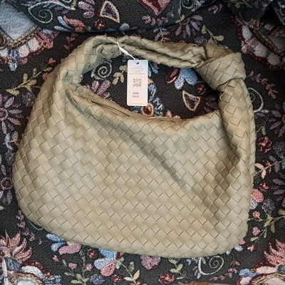 Bolso de Mano Hobo Urban Expressions Vanessa Nudo Tejido - Verde Salvia con Herrajes Dorados Foto 1 de 4