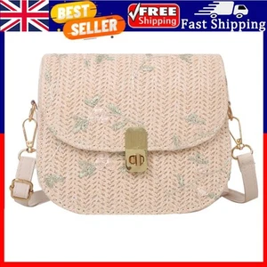 Fashion Ladies Shoulder Bag Floral Mesh Straw Leather Messenger Bag (Beige) - Picture 1 of 5