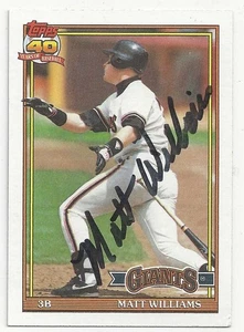 Matt Williams San Francisco Giants 1991 Topps #190 Signed Card - Bild 1 von 2