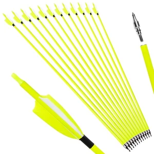 30" Carbon Arrows SP500 Archery 3" Turkey Feather Arrowhead Bow Shooting Hunting - Picture 1 of 10