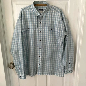Camicia Patagonia uomo XL manica lunga Island Hopper II bottoni davanti blu a quadri - Foto 1 di 15
