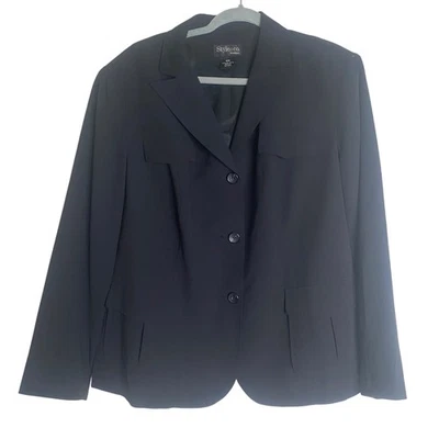Style & Co. Blazer Jacket Women 18W Black Button Up Lined Career Office - Image 1 of 4