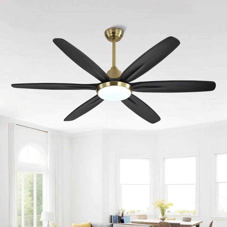 Ventilador de techo LED de hoja de madera MLiAN control remoto 6 velocidades CC - 60 Foto 1 de 4