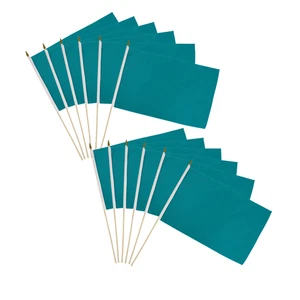 1 Dozen Solid Parrot Blue 12x18in Stick Flags Solid Color Handheld Flags - Picture 1 of 2