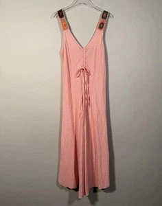 Vestido boho Mentol Lisbon para mujer talla única rosa mezcla de lino correa de ganchillo - Imagen 1 de 14