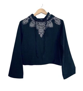 Love Sam Anthropologie Hoodie M schwarz Perlen Pullover Boho Sweatshirt Oberteil - Bild 1 von 19