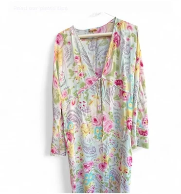 Bata floral pastel seda La Perla con corbata. Foto 1 de 4