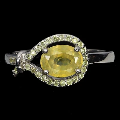 925 Anello Argento Sterling Ovale Giallo Zaffiro 8x6mm Zaffiro Gemma Gioielli 8 - Immagine 1 di 4