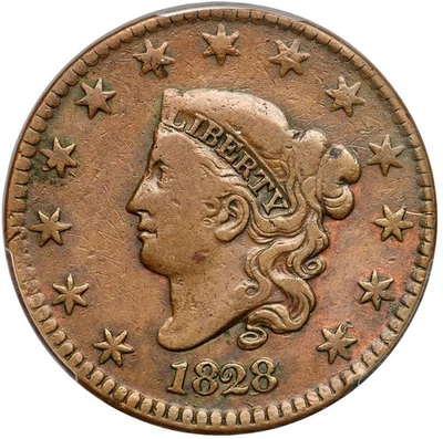 1828 N-5 R-2 PCGS VF 20 Lg Narrow Date Matron or Coronet Head Large Cent Coin 1c - Image 1 of 2