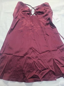 Women's Satin Babydoll- AudenBurgundy Size XS - Picture 1 of 5