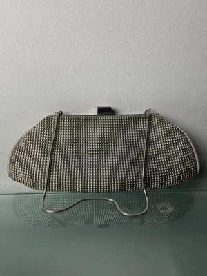 Bolso sin asas de malla metálica Whiting & Davis de colección plateado años 40 para mujer Foto 1 de 4