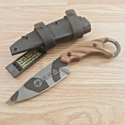 TOPS C.U.T. 4.0 Fixed Knife 4.25 1095HC Steel Full Tang Blade Tan Micarta Handle - Image 1 of 4